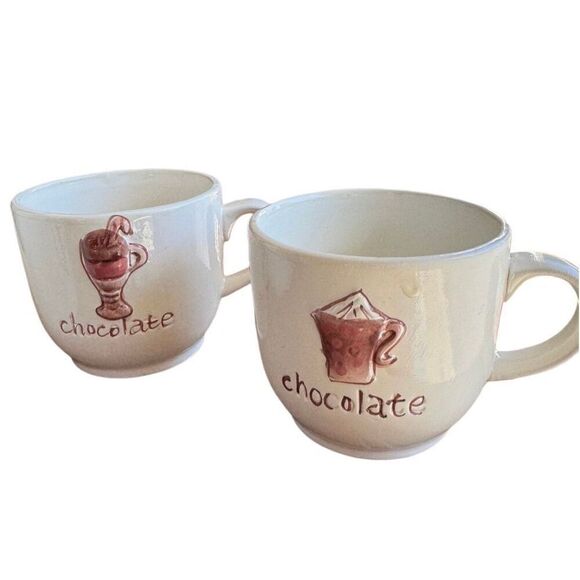 French Café Hot Chocolate Ceramic Pitcher Pot 42 Ounce Capacity & Set of 4 mugs - Picture 13 of 13